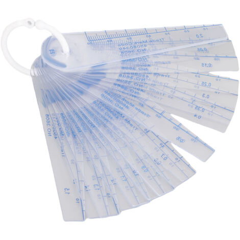 Separador de plástico [20 láminas de 0,05-2 mm] para mediciones precisas en automoción y electrónica.