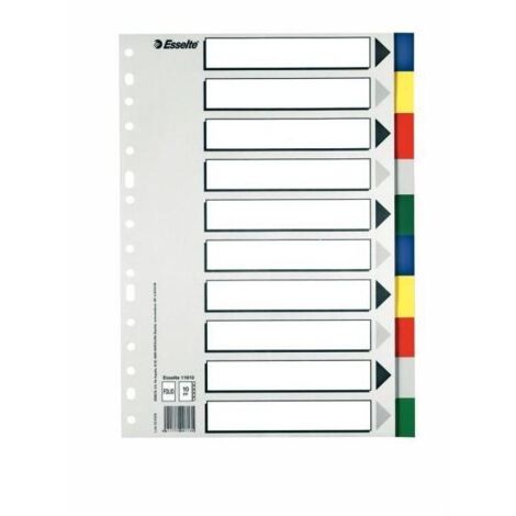 Separador esselte plastico juego de 10 separadores folio con 5 colores multitaladro