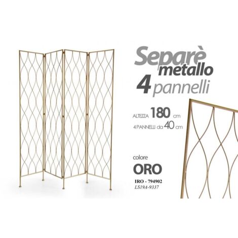 Separador separador dorado cuatro paneles cm 160 x 180 h