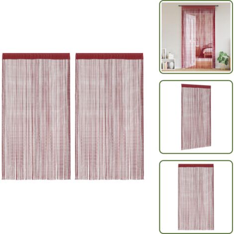 Separadores de ambientes - vidaXL Cortinas de flecos 2 piezas 100x250 cm burdeos - Cortinas para vitrina