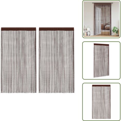 Separadores de ambientes - vidaXL Cortinas de flecos 2 piezas 100x250 cm marrón - Cortinas para vitrina