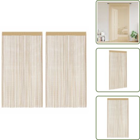 Separadores de ambientes - vidaXL Cortinas de flecos 2 piezas 140x250 cm beige - Cortinas para vitrina