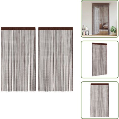 Separadores de ambientes - vidaXL Cortinas de flecos 2 piezas 140x250 cm marrón - Cortinas para vitrina