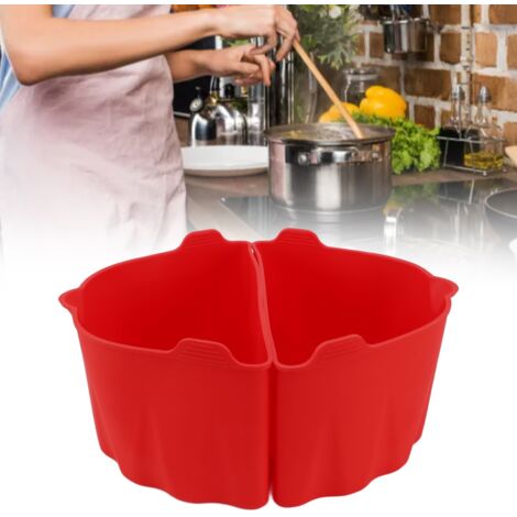 Separadores de silicona para ollas – Insertos reutilizables para ollas de cocción lenta de 6–7 l (2 piezas, rojo) para separar platos y proteger