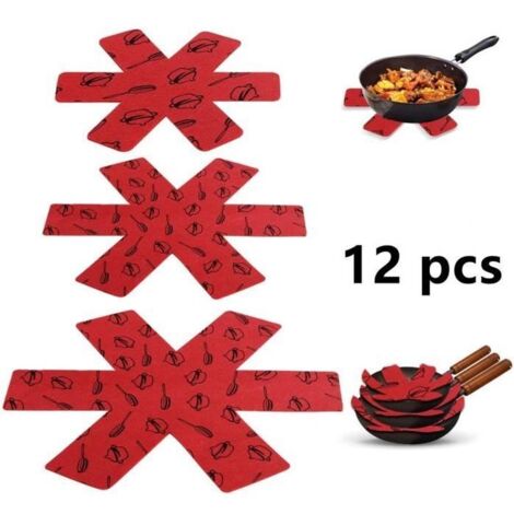 Séparateur de casseroles - Haut de Gamme - Rouge - 12 pièces - Protection en Feutrine - Anti-rayures