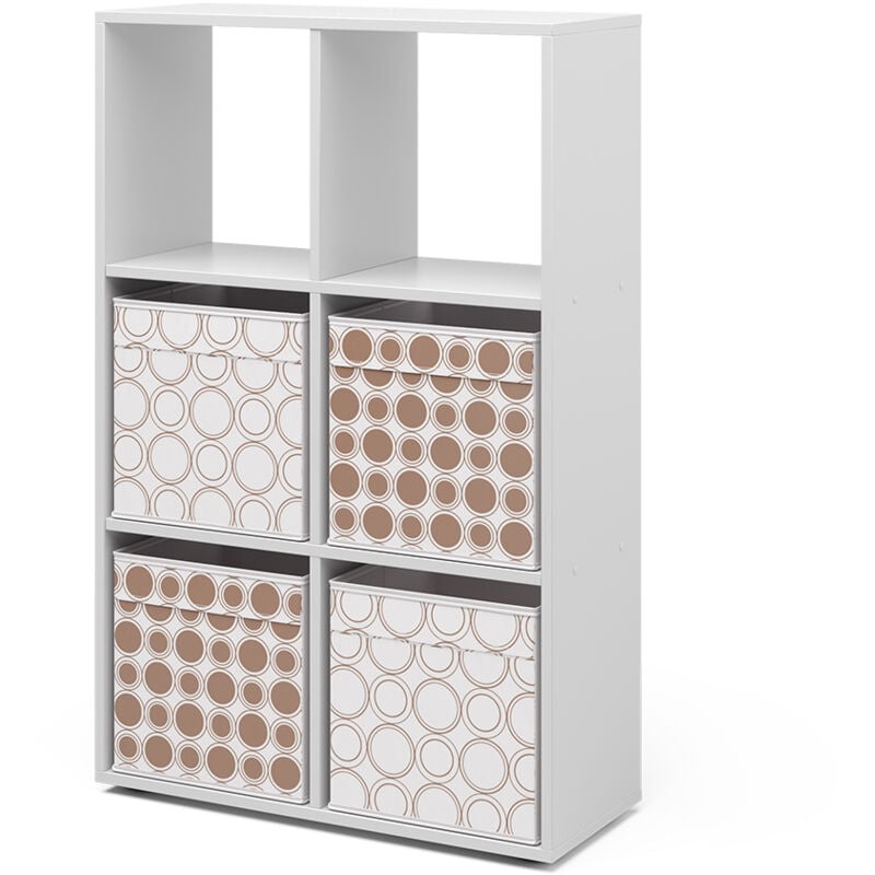 Meuble de rangement cube, Blanc, 72 x 107.8 cm avec 4 boîtes pliantes opt.1 Vicco