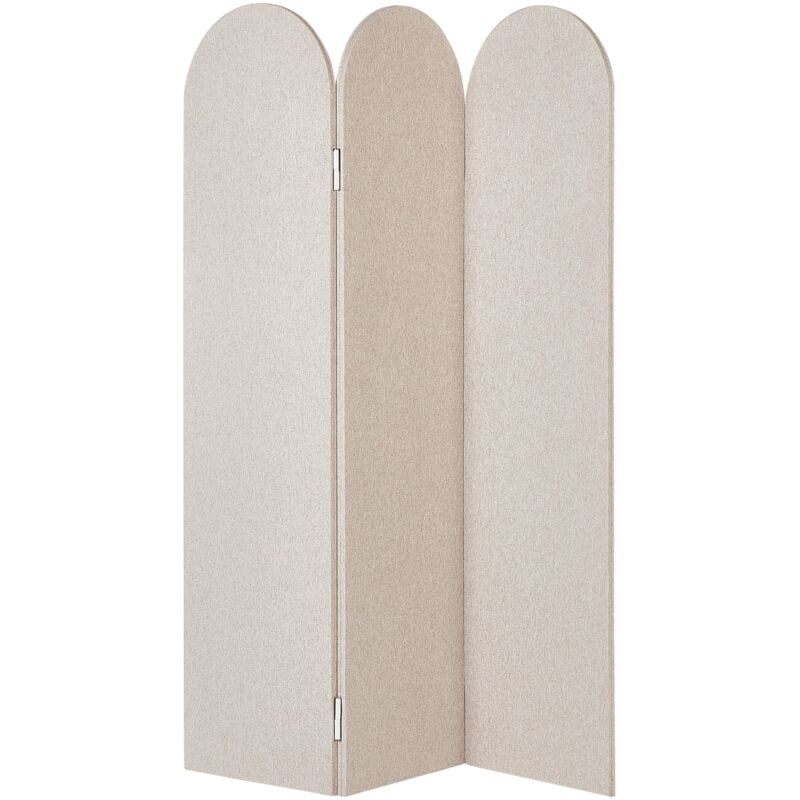Beliani - Séparateur de Pièce Décoratif Moderne à 3 Panneaux Cadre en Acier et Polyester Beige Slimmy