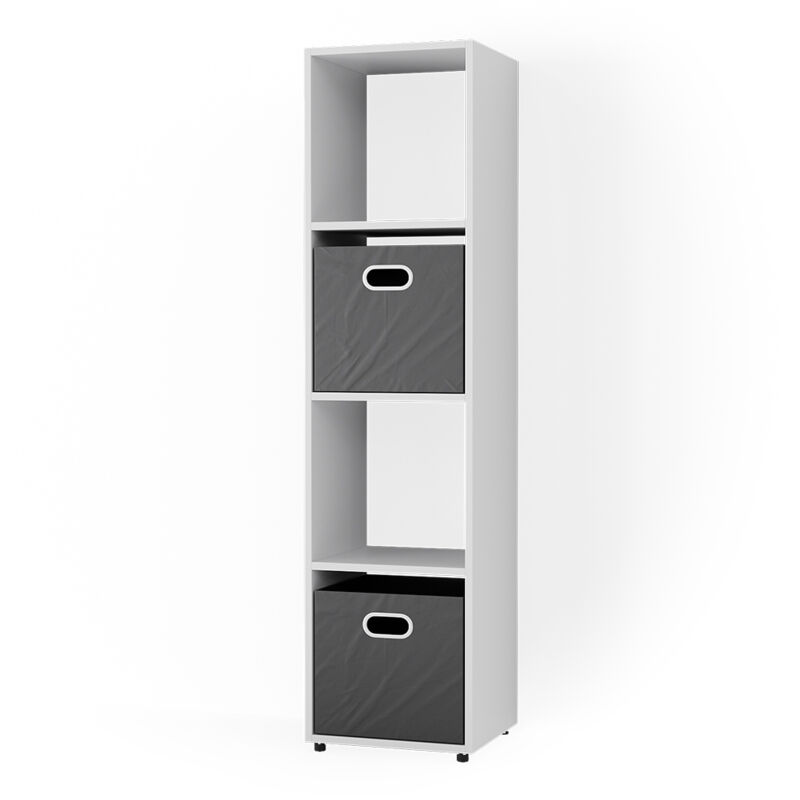 Vicco - Meuble de rangement cube Ludus, Blanc, 142.5 x 36.2 cm avec 2 boîtes pliantes (anthracite)