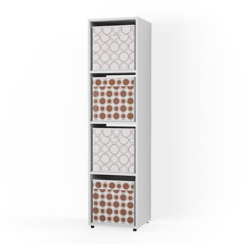 Meuble de rangement cube Ludus, Blanc, 142.5 x 36.2 cm avec 2 boxes pliants opt.1, Vicco