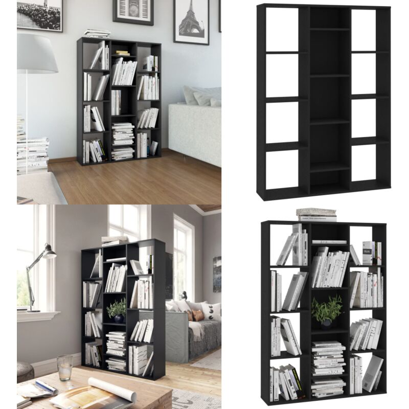 Vidaxl - Séparateur de pièce/Bibliothèque Noir Bois d'ingénierie - Séparateur De Pièce - Bibliothèque - Rangement - Étagères - Mobilier - Home &