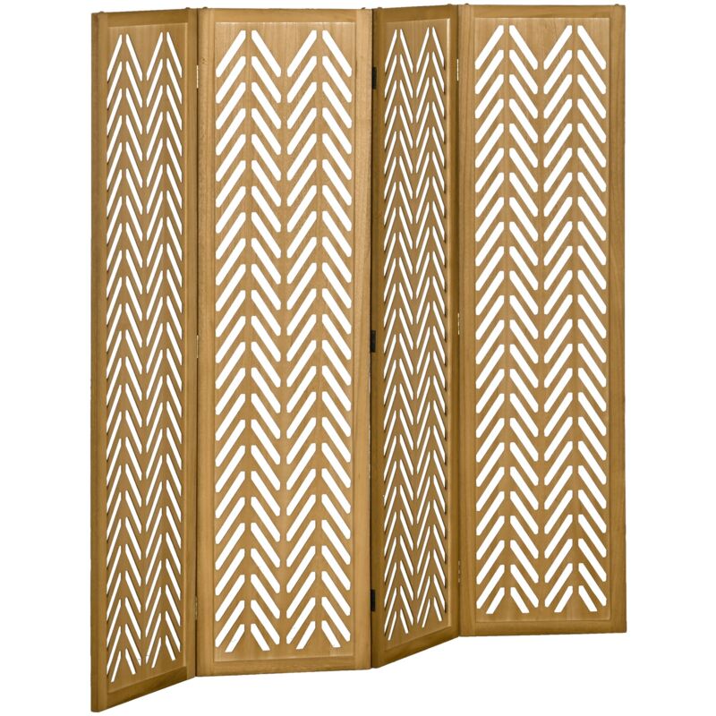 Homcom - Paravent intérieur ajouré 4 panneaux pliables séparateur de pièce bois de paulownia verni