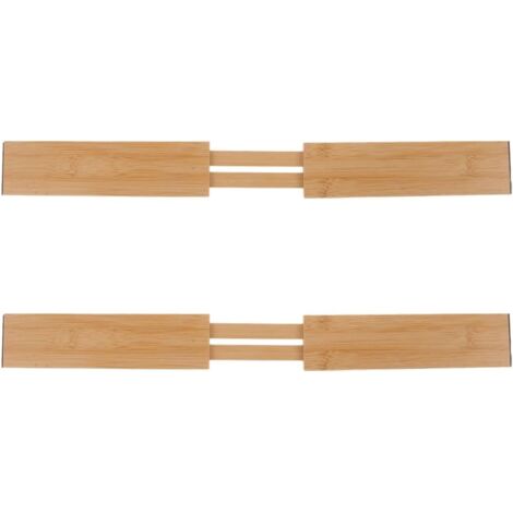 Séparateur de Tiroir Extensible en Bambou 2pcs Cuisine, Organiseur à Couverts Simple Design, Pratique et Ajustable pour Maison -