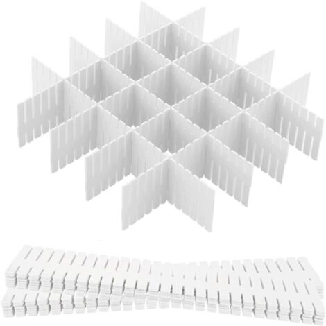 Séparateur de tiroir réglable 12 unités – Dimensions 32,4 x 7 cm – Plastique renforcé – Pour sous-vêtements, chaussettes, fournitures de bureau