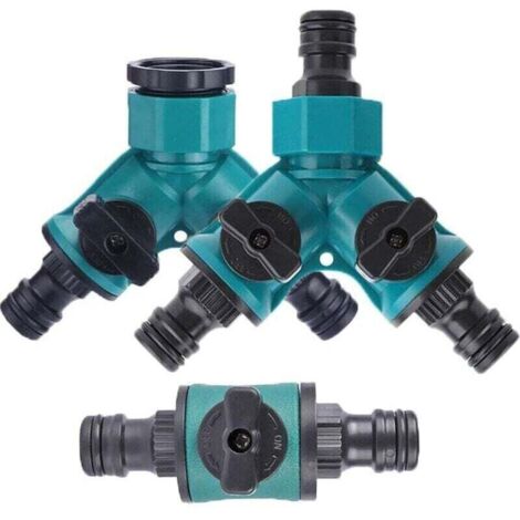 Séparateur De Tuyau D'arrosage à 2 Voies - Raccordement Distributeur d'Eau pour Tuyau d'Arrosage, Raccord de Tuyau Double Connexion - 3 Pièces