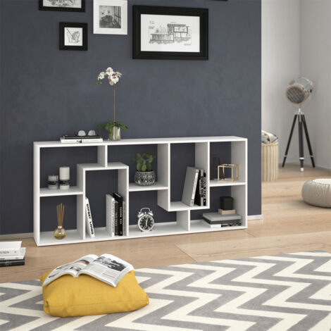 Vicco – Séparateur d'espace Noa blanc 160,6 x 67,2 cm – 8 étagères ouvertes – Panneau de particules 16 mm – Revêtement mélamine