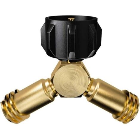 Séparateur en Y pour réservoir de propane, adaptateur de propane, vanne à 2 voies pour une bouteille de gaz GPL de 20 lb reliant 2