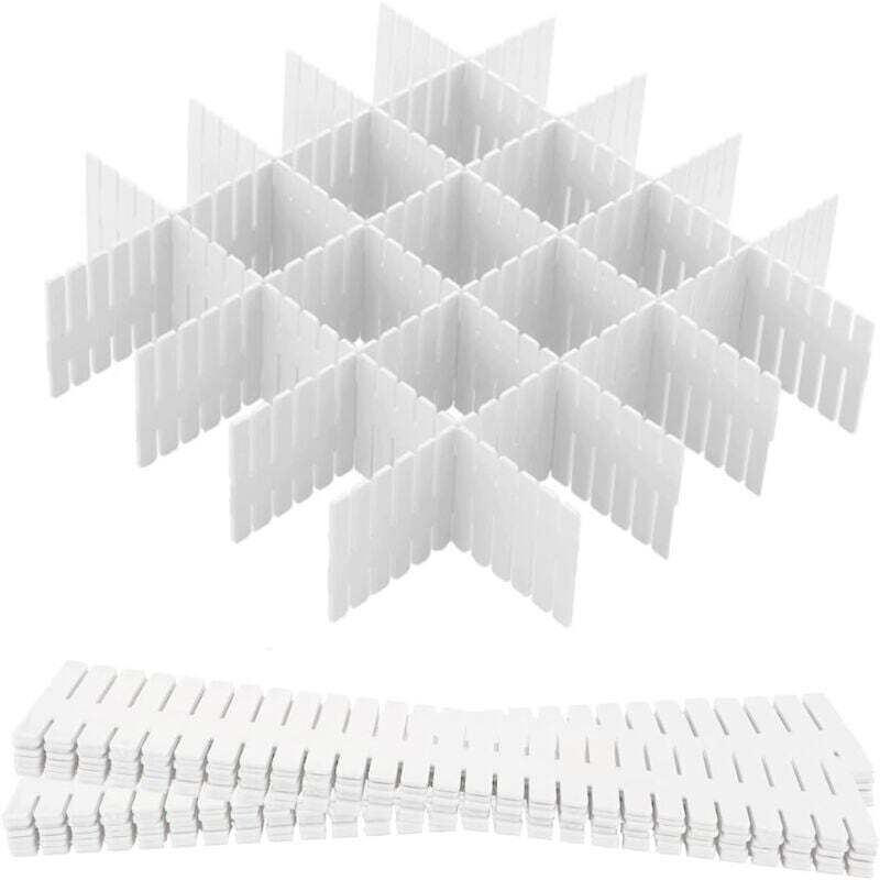 Separateur tiroir, 12 Unité(s), Grille Diviseur de tiroir, Réglable, Séparateurs de Tiroir en Plastique pour sous-vêtements, Chaussettes, Ceintures,