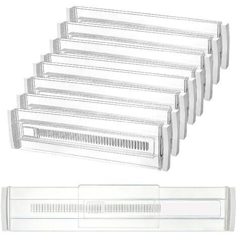 Separateur Tiroirs, 8 Pièces Séparateurs de Tiroirs en Plastique Ajustables(30-50cm), Tiroir Coulissant, Organisateur de Tiroir Réglable pour Vêtements, Cuisine, Bureau Organisation et Rangement