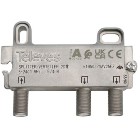 Séparateur TV 2d 5-2400mhz 5/4db F Televes 519502
