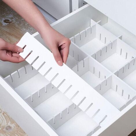 Séparateurs de tiroir blancs, 12 pièces, 39 x 9 cm, épais, PVC, organiseur de tiroir réglable à faire soi-même, organiseur