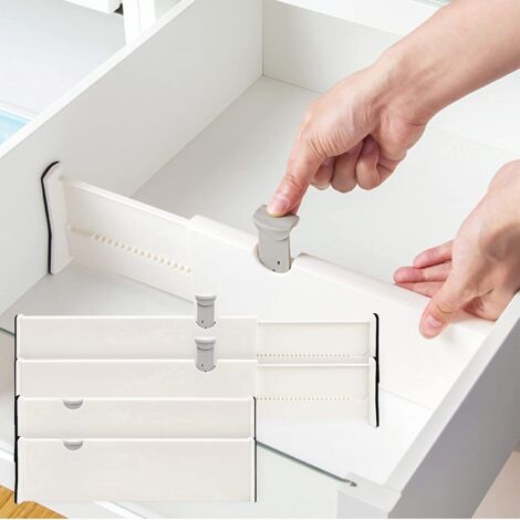 Séparateurs de Tiroirs de Cuisine, Organisateurs de Tiroirs en Plastique pour Ustensiles Vêtements Maquillage, Dressing Chambre Salle de bain,Beige