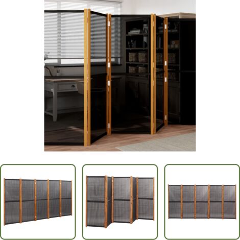 Separazione interna -  Paravento a 5 Pannelli Nero 350x180 cm