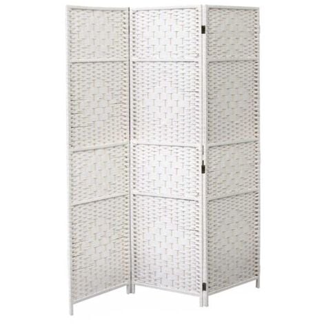 SEPARE IN VIMINI DA INTERNO CON 3 PANNELLI E STRUTTURA DA 135X180 CM BIANCO