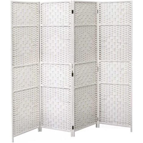Separé vimini bianco 4 pannelli 180x180 cm