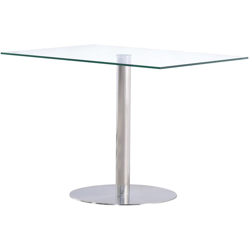 Sephora Stylish Modern Designer Glass and Steel Dining Room Kitchen Table