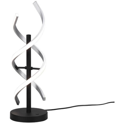 SEQUENCE LAMPADA DA TAVOLO LED 20,5W 2600lm, 2300+3000+4000K SPIRALE METALLO ALLUMINIO E NERO CON REGOLAZIONE INTENSITA' E TEMPERATURA DI COLORE DELLA LUCE CON INTERRUTTORE TOUCH H. 48,5CM