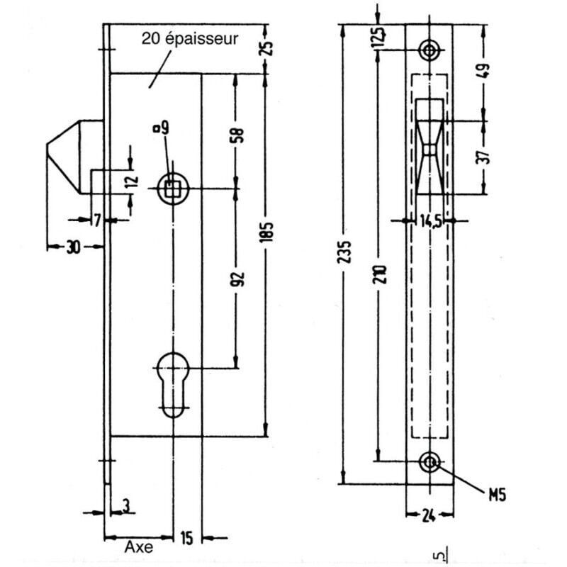 Serrure à crochet zingué axe 40mm WSS 16004000010