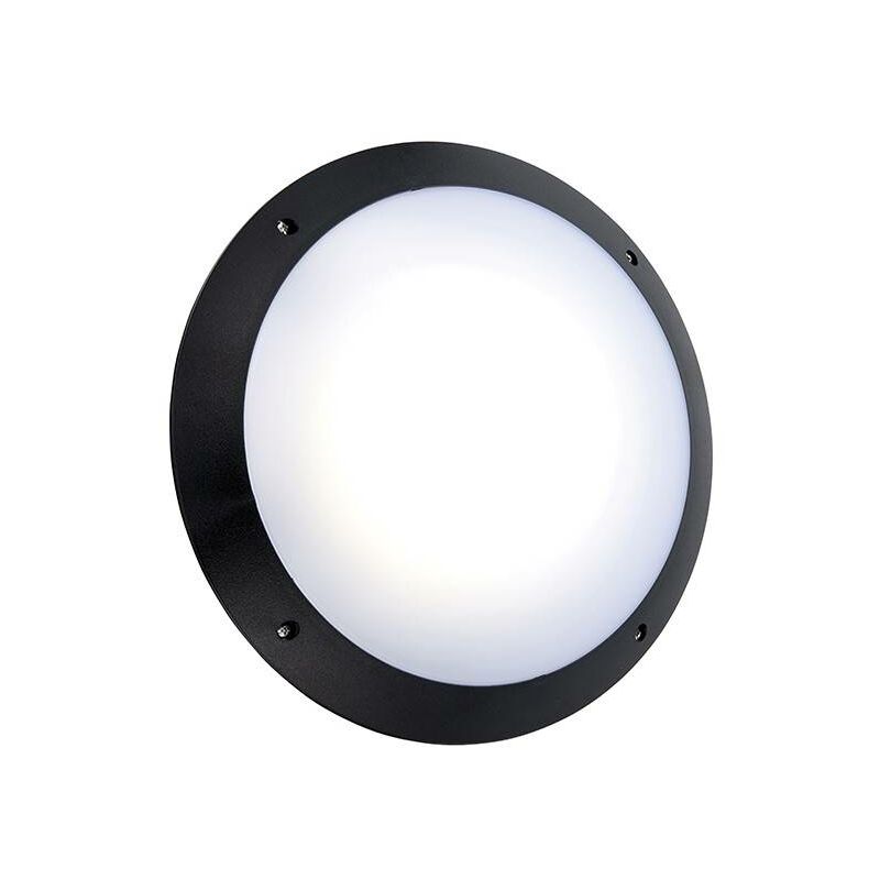 Saxby Seran Microwave - Integrated led Outdoor Microwave Wall Light Matt Black Textured, Opal IP65