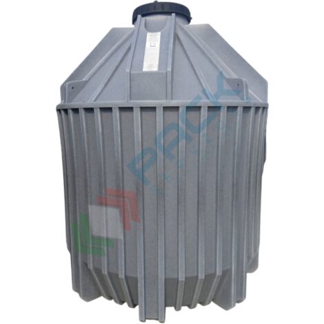 Serbatoio acqua in plastica (PE), cilindrico verticale, capacità 9720 Lt, Mis. Ø 2250 x 2910 H mm, da interro - Grigio