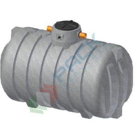 Serbatoio acqua piovana in plastica, cilindrico orizzontale, capacità 3100 Lt, no elettropompa - Grigio