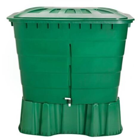 Serbatoio d'acqua in polipropilene da 500 L. Recuperatore d'acqua 124x80x92 cm, con base di supporto 124x80x33 cm, verde