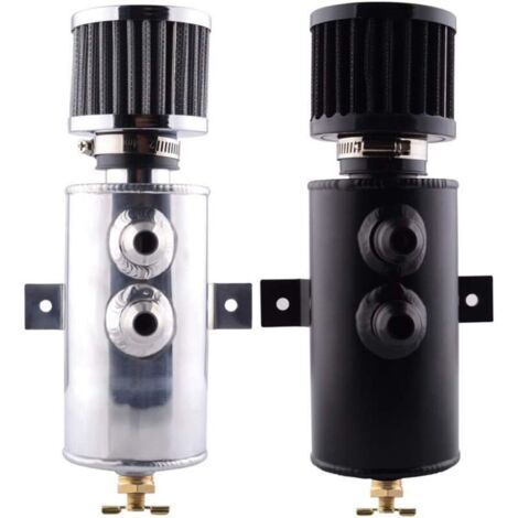 Serbatoio di recupero olio motore per auto, 750 ml, separatore olio e aria, kit di recupero olio in alluminio, serbatoio di recupero olio con filtro aria, argento