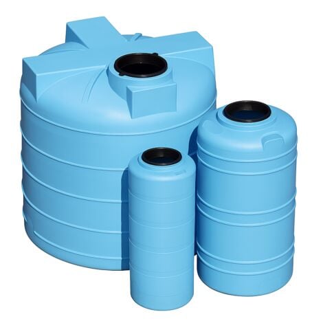 Serbatoio verticale da esterno per acque e liquidi alimentari in polietilene lldpe con attacchi filettati e tappo Ø 300 mm rototec v500