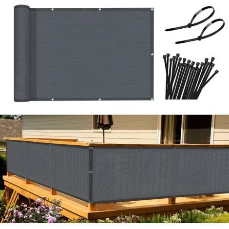 Serbia – Brise-vue pour balcon 90x400 cm – HDPE 185g/m² résistant aux UV et au vent – Installation facile avec perforations tous les 50 cm – Anthracite - CM 185 G