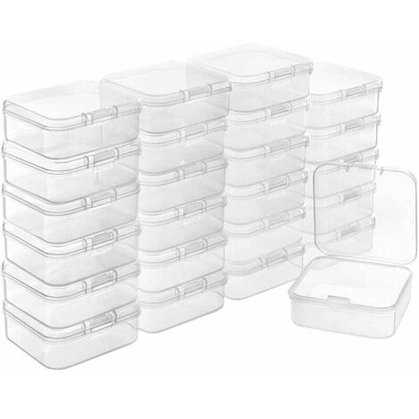 Serbia – Lot de 10 petites boîtes de rangement en plastique transparent – Dimensions 5,5 cm x 5,5 cm x 2 cm – Couvercle à charnière – Coins arrondis - 10PCS