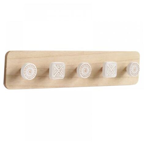 Serbia – Patère murale en bois nordique minimaliste 48x10cm – Crochets en fer pour manteaux – Décoration moderne pour entrée