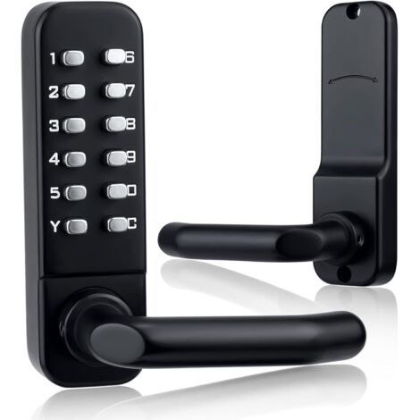 Serbia – Serrure de porte d'entrée mécanique sans clé – Clavier étanche 12 boutons – Acier inoxydable – Épaisseur de porte 35 à 65 mm