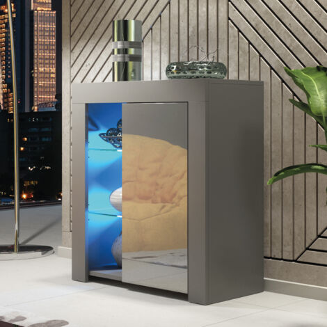 Serene Sideboard 83cm - Dark Grey with Gloss Doors & LED