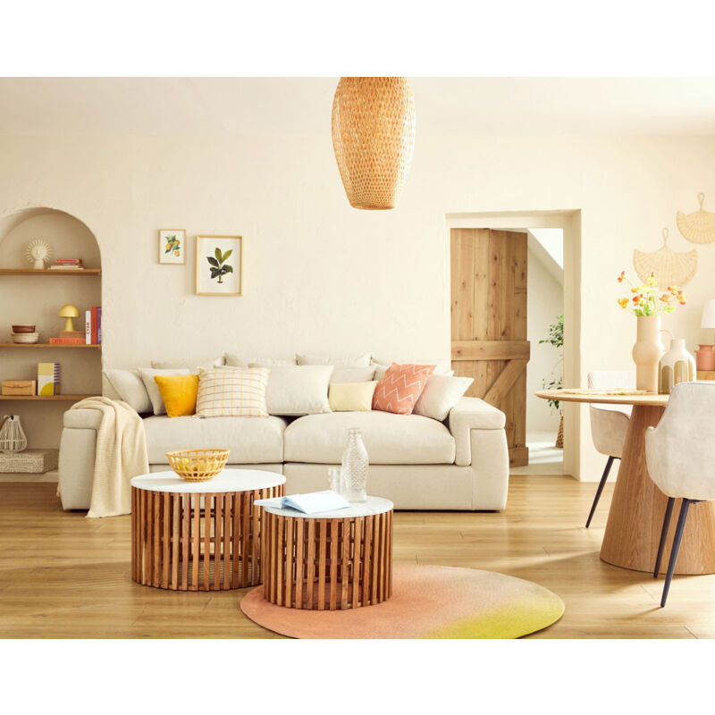 Lisa Design - Sergio - canapé 4 places - assise profonde - en tissu - beige