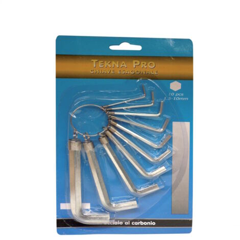 Serie 10 Chiavi Esagonali Chiavini Con Esagono Set Kit Con Anello Carbonio