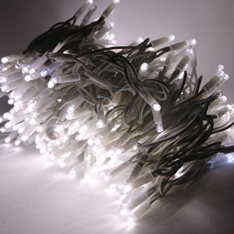 Image of Stringa serie 100 luci di Natale a led bianco freddo catena da 10 mt con flash ghiaccio per esterno IP44 professionale e certificato Bianco Freddo 10