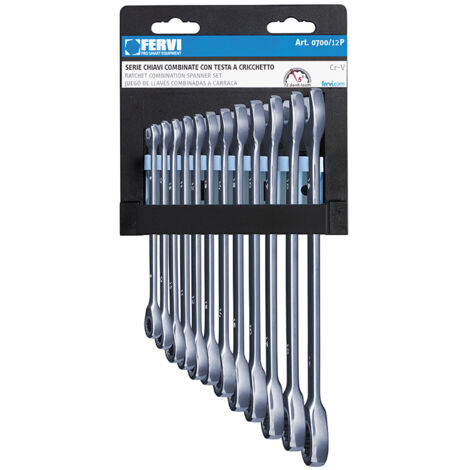 Serie 12 chiave combinata con testa a cricchetto Fervi 0700/12p
