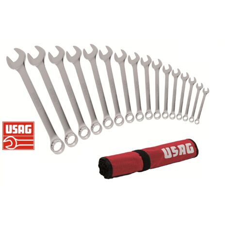 SERIE 16 CHIAVI COMBINATE USAG 285 J/B16 SET fissa stella CUSTODIA AVVOLGIBILE