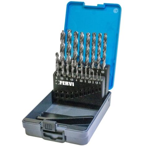 Serie 19 brocas helicoidales cilindricas 1 - 10 mm hss x hierro Fervi P023/19