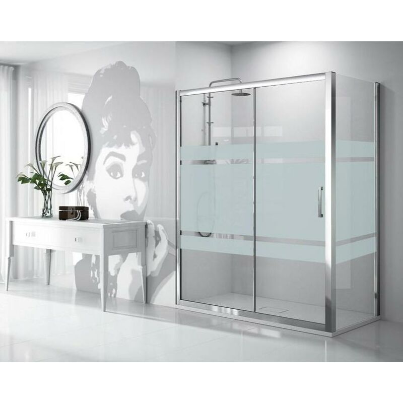 

SERIE 300 Ducha Frontal+Fijo Decorada - Fijo: Lateral Fijo 80 cms - Medida: 132-138 cm - Kassandra