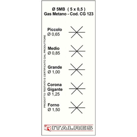 SERIE 5PZ UGELLI SPRUZZI 5 MB METANO FORNELLI CUCINE UNIVERSALE PASSO 5MB